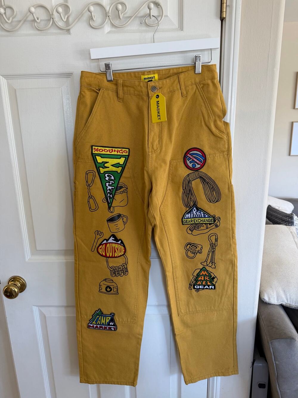 NWT Market Los Angeles Men’s streetwear Cargo Utility Carpenter pants. size M - Picture 1 of 1